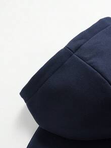 Men's Lightweight Spring/Autumn Fitness Outdoor Sports Hoodie With Half Zip And Drawstring Waist Solid Color Cropped Pants Set, Fashionable Sportswear Hoodie And Sweatpants Set For Running, Workout, Boyfriend Style Casual Sports Outfit - Navy Blue - View 3