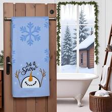 Juego de toallas de mano de galleta de jengibre navideñas de 2 piezas% algodón con bordado de copo de nieve, dulces, cocina vintage, toalla de baño beige, regalo de temporada - Deja que neve - Ver 3