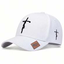 1pc Women's Faith Letter Embroidered Baseball Cap With Cross Pattern, Adjustable Sun Protection Casual Hat For Spring, Autumn, Travel, Beach