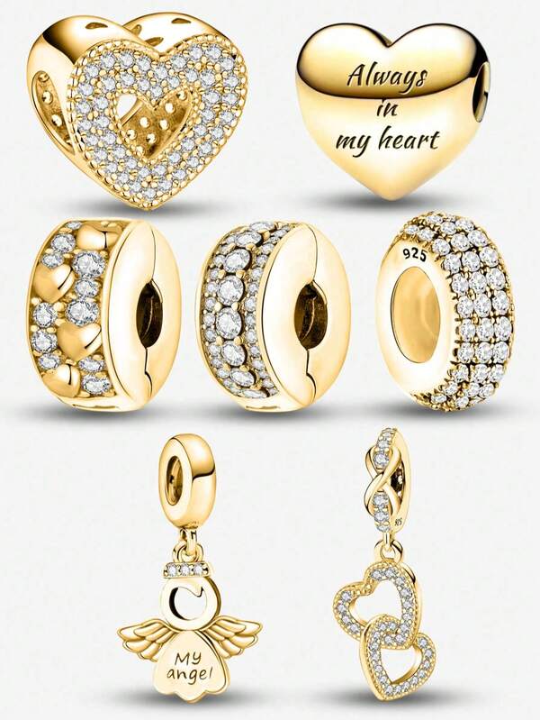 1Pc Fashionable Love Angels Series Charm Bead Fit For Women Bracelets Bangles DIY Jewelry Making And Daily Outfit Matching Jewelry Decoration For Girls