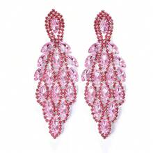 1 par de pendientes colgantes con colgante de hoja colorida, accesorios de pendientes largos formales