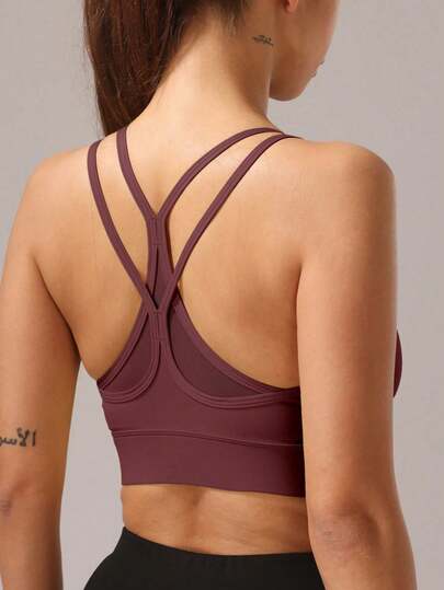 1pc Elastic Sports Yoga Bra, Fitness Outdoor Activities view 4