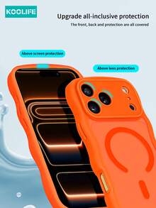 Koolife 1pc Wavy Edged Shockproof Phone Protective Case With Magnetic Charging, Full Coverage, PC+TPU Material, Raised Camera Protection, Compatible With IPhone 17 ProMax/ 17/ 17 Pro/ 17 Air