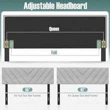 Linen Upholstered Headboard For Full And Queen Size Bed Frame Adjustable Width Button Tufted Headboard Only With Solid Rubber Wood Legs Modern Headboard Grey - 對角線通道簇絨 - 查看 8