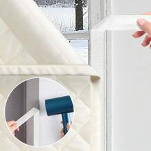 1片装冬季隔热窗帘，防风保暖，易撕贴安装，可伸缩设计，适用于客厅、卧室、厨房、地下室窗户，有效阻挡寒风。 - 淺米色 - 查看 7