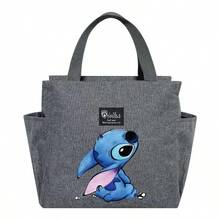 Adorable bolsa de almuerzo aislada con diseño de Stitch - Portador térmico de alimentos de doble bolsillo con grueso papel de aluminio, mantiene las comidas calientes para la escuela, de vuelta a la escuela, útiles escolares, oficina y actividades al aire libre | Colección