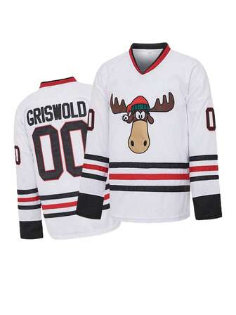 ST John's Shamrocks 00 X-Mas Christmas Halloween Embroidered Pattern Of Moose Vacation Men Movie Hockey Jersey Stitched Jersey White Embroidered Stitched Sportswear Casual Training Long Sleeved Pullover