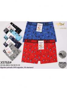 PLERRE&SHARK 12 piezas diferentes tamaños Bóxer niño estilo deportivo estampado fútbol algodón cardado elástico multicolor ajuste medio cintura cuello redondo sin mangas cómodo transpirable para escuela y uso diario todo el año ropa interior - Multicolor - Ver 1