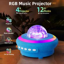 1 Stück RGB Magie 7-Farben Flockung Nachtlicht, Aurora Projektor, kabellose Bluetooth-Lautsprecher und USB-Musikplayer, 2600mAh wiederaufladbare Batterie, Heimkino, Decke, Raumdekorationslampe, Weihnachtsgeschenk, Valentinstag-Geschenk, Camping, Hochzeitsdekoration, Halloween, Weihnachtsdekoration