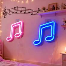 1 Stück LED Musiknoten Neon Schild Neonlicht Wanddekoration Nachtlicht Geschenke für Mädchen Schlafzimmerdekoration Zuhause Feiertags-Party Hochzeitsdekoration Raumdekoration Lichterkette