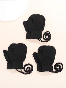 3 Pairs Set Children's Winter Warm Knitted Gloves, Cute Kindergarten Kids Gloves With String - 3pairs - View 13