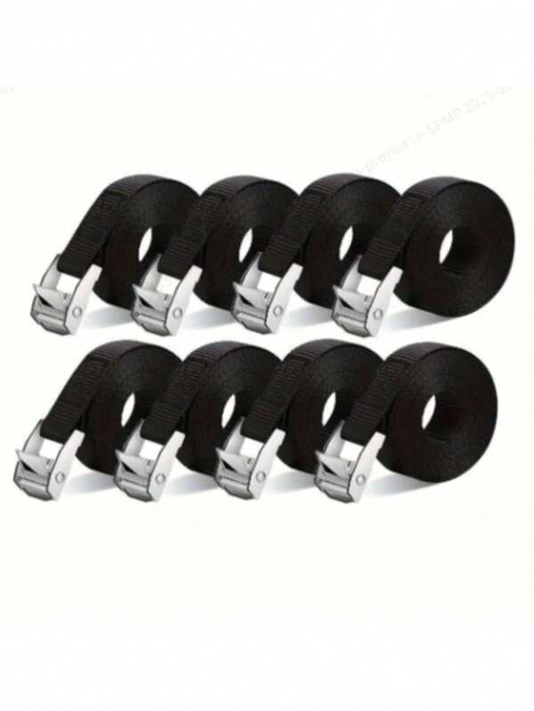 Heavy-Duty Adjustable Tie-Down Straps - With Buckle Ratchet Quick-Release Buckle - Black, Suitable For Securing Bicycles, Motorcycles, Trucks, Trailers, Luggage And Cargo