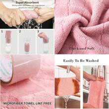 10pcs Kitchen Towels Quick Dry Washcloths, Coral Velvet Dishtowels Multipurpose Reusable Cloths, Soft Tea Absorbent Cleaning Cloths Double-Sided Microfiber Lint Free Rags. - Colorful - View 3