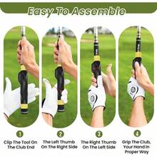 Clip - On Grip Trainer, Swing Training Aid Improving Proper Hand Positioning - 黑色+黃色 - 查看 5