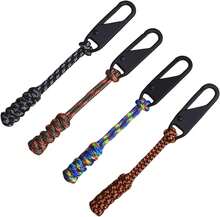 4pcs Paracord Zipper Pulls Replacement Tab Universal Nylon Metal Zipper Clips Repair Kit, Hand Woven Rope Handle Cord Tab For Backpacks Jackets Luggage (4Pcs-A)