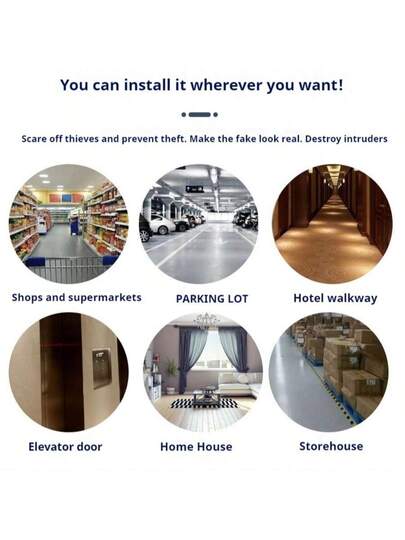 1pc Zwart Fake Security Camera, Simulated Dome Indoor/Outdoor Under Eaves, Flashing Rood LED Light, Home, Business, Factory, Aisle, Market, Hotel Deterrent Effect view 10