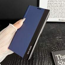 غطاء جلدي قابل للطي مع حامل لهواتف سامسونج جالكسي S8/S9/S10/S20/S21/S22/S23/S24/S25 بلس/ألترا/FE، غطاء هاتف محمي كامل للأعمال مقاوم للصدمات، مضاد للبصمات، غطاء هاتف من جلد اصطناعي بملمس الليتشي