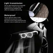 Car Light Tint Film, 46.8" * 11.8" Extra-Wide Waterproof Headlight Taillight Tint Wrap Roll, Self Adhesive Film Sticker Sheet For Car Headlight Tail Lights With Squeegee+Cutter (Light Black)