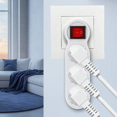 CILIA 1/2 Stücke Europäischer Standard 3-IN-1 Stromadapter, Mehrfachsteckdose 250V/16A, Stromkonverter mit Ein/Aus-Schalter, für Büro, Zuhause oder Reisen, Weiß