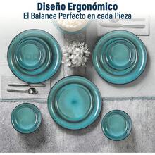 MAGMALIFE Vajilla De Ceramica Moonlight Gres Esmaltado Vitrificado, Set De 12 Piezas, Resistente A Rayaduras, Platos Grandes, Pequeños y Tazones, Para 4 Personas, Apta Lavavajillas Y Microondas - Beis - Ver 2