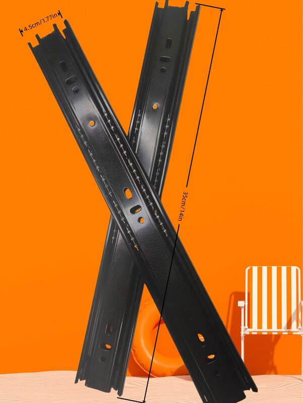 1 Paar (2 Stücke) Edelstahl Schubladenführungen, 3 Stücke leise Gleitschienen für Möbelschubladen, Schreibtische, schwarze Kleiderschrank-Schienen, Kugellager-Schubladenführungen, einfache Installation