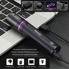 Alonefire SV113 395nm/365nm 紫外灯，USB 充电，LCD 电量显示，LED 手电筒，紫外黑光灯，高亮度树脂凝胶美甲固化灯，宠物尿渍、隐形墨水、矿物、硬币、蝎子荧光检测器 - 彩色 - 查看 10
