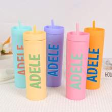 Personalisierter, individualisierter Becher mit Strohhalm, Brautjungfern-Antrag Becher, 16oz Acryl Schlank Becher, Geschenk für Brautjungfern, Mädels-Trip Becher