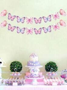 1 Set Schmetterling Hängebanner, Baby-Shower Banner, Baby-Shower Mädchen Wimpelkette Kranz Deko, Geburtstags Party Banner, Taufe Dekoration, Gender Reveal Deko, 1. Geburtstag Deko, Schmetterling Geburtstags Party Hintergrund Dekoration, Neugeborenen Baby Familien Party Zubehör, Geburtstags Hänge Ornamente