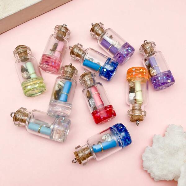 5/10 pezzi Portachiavi con bottiglia dei desideri/bottiglia dei messaggi apribile, accessori fai-da-te per regali di laurea scolastica per amici.