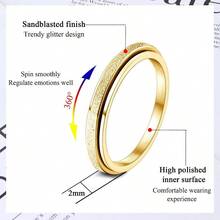 Fidget Rings For Women Men 2 4mm Titanium Steel Spinner Ring For Anxiety Stress Relief Glitter Sandblast Spinning Figit Anxiety Jewelry For Women Gifts - tông vàng 2mm - Xem 3