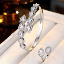 2pcs/Set New Unique Open Bangle Rings, Fashion Niche Versatile Geometric Oval Jewelry, Suitable For Party, Daily Commute, Work, Can Add Exquisite Touch To Outfits