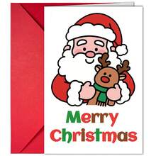 Zestaw 5 zabawnych kartek świątecznych z życzeniami i kopertami, ręcznie pisane kartki świąteczne z kreskówkowymi życzeniami