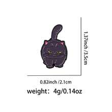 1 件可爱宠物肥猫珐琅别针卡通动物胸针徽章背包翻领别针服装配饰时尚珠宝礼品圣诞节 - 黑色 - 查看 13