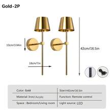 2 Packs Wireless Charging LED Wall Lamp, Black/Gold/White Long Style Optional, Touch + Remote Dual Control, Stepless Dimming, Ideal For Bedroom Vanity, Living Room, Bedroom Headboard, Study & Night Light, Perfect Christmas Gift - Multicolor - View 12