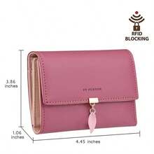 - Carteras RFID para mujer, tarjetero de hoja triple para mujer, monedas, bolsillo con cierre con ventana de identificacin, 5 - Deep Pink, Universal, Cartera Rfid - 5-Rosa intenso - Ver 3