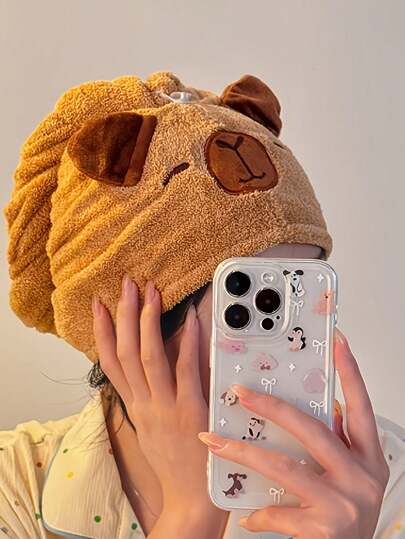 1个可重复使用的速干毛绒发帽，干发帽，可爱卡通强力吸水毛绒浴帽，强力吸水树干珊瑚绒浴帽，非常适合女性、女孩、长发女孩，适用于浴室、客厅、厨房、卧室、餐厅、户外等场景，家居浴室装饰，夏季返校假期礼物