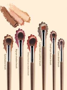 6 قطع طقم فرش مكياج بطراز رجعي من الخشب المقلد، فرش مكياج للعيون ذات مقابض طويلة للتظليل والتحديد والتغطية والظلال والحواجب - أدوات تجميل متعددة الوظائف، طقم فرش، طقم فرش مكياج، طقم مكياج كامل، طقم فرش مكياج، طقم مكياج كامل، طقم فرش، طقم فرش مكياج، طقم هدايا مكياج