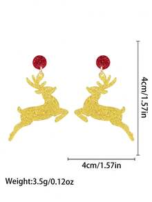2pcs/Set Rhinestone Santa Claus, Christmas Tree, Reindeer Stemware, Gingerbread Man, Bowknot , Gold Pendant Earrings, Christmas Gift
