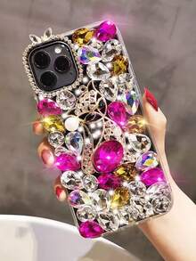 Husă de telefon de protecție cu design de vulpe și perle de lux, compatibilă cu 17 Pro Max/16 Plus, anti-cădere