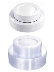 25pieces Of Pure White Round Cake Dessert Plates, High-Looking Fruit Salad Plates, Reusable And Easy To Clean. Great For Weddings, Birthday Parties, Family Gatherings And Outdoor Team Building, Schools, Restaurants, Kitchens, Christmas Tableware