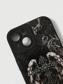 ROMWE Gothic Style Illustration Black Phone Case, Hallowe.Holiday Phone Accessories.Cover 17 Pro Max 16 Case 17 Pro Max Case Fundas Rilakkuma Girlfriend Or Boyfriend Cover De Gifts Phone Cases 14 16 Pro Max Case Y2k Phone Case - 彩色 - 查看 4
