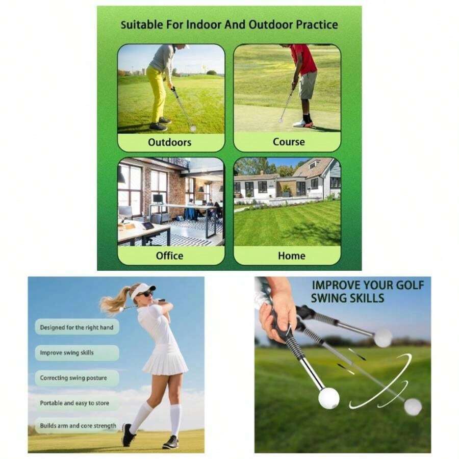 Retractable Swing Trainer, Training Aid And Grip Trainer With Click Feedback Right - Handed - Swing Training Aid Indoor Outdoor Practice Use - ban đầu - Xem 1