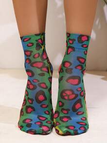 2 Pairs Printed Short Socks, Women's Lightweight, Soft And Breathable Summer Ankle Socks