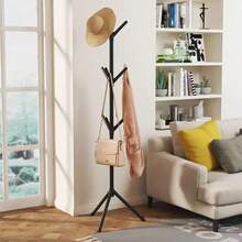 Clothes And Hats Rack Floor To Floor Bedroom Coat Hook Bedroom Vertical Tree Branch Shape Holder Hat Scarf Handbag Storage Hange - Black - View 3