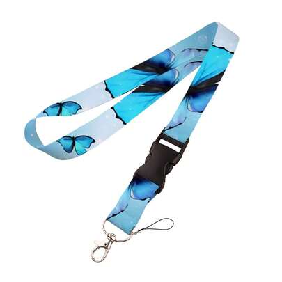 Butterfly Series Phone Lanyard, Bus/Meal Card Polyester Strap, Anti-Lost Work ID, Couples/Holiday Gift