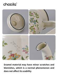 choxila إبريق قهوة مطلي بالمينا بنمط زهري، سعة 1.2 لتر كبيرة مع مقبض وفوهة ضيقة، مناسب للمواقد الكهربائية/الغاز، مثالي لتحضير القهوة أو الشاي، ضروري للعودة إلى الموسم المدرسي - وعاء القهوة - مشاهدة 4