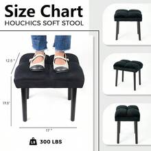 Black Ottoman Stool Square Makeup Stool With Wooden Legs Small Ottoman Stool Chair For Vanity Modern Padded Sofa Seat Foot Rest Stool Black