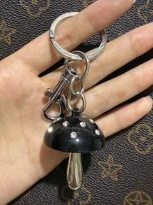1pc Cute Mushroom Keychain, Rhinestone Decorated Metal Charm For Bags, Mother's Day Gift, Fashion Accessory Car Accessories Bag Charm School Goth Y2k Bag Accessories Lanyards With Id Holder Car Accessories Bag Charms Christmas Car Teacher Friend Sister Gift Ideas