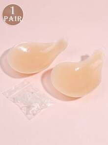 女性用可重複使用矽膠乳貼，A-E罩杯，胸部塑形，黏性胸罩，隱形內衣，可水洗，女性內衣 - 杏色 - 查看 9