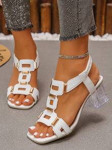 This Fashionable And Comfortable Women's Crystal High-Heel Sandals Are Suitable For Daily Casual Wear, As Well As For Attending Parties, Banquets Or Dates At Night. It Is An Essential Item For Women. - White - View 16